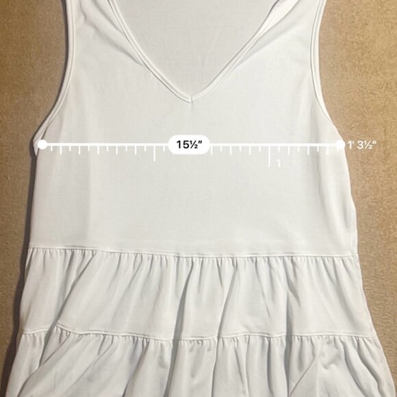 Green Envelope Los Angeles Women Large White Tank Ruffled Bell Bottom Blouse - Picture 5 of 6